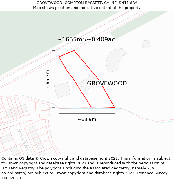 GROVEWOOD, COMPTON BASSETT, CALNE, SN11 8RA: Plot and title map