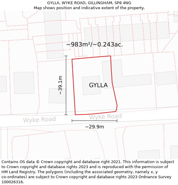 GYLLA, WYKE ROAD, GILLINGHAM, SP8 4NG: Plot and title map