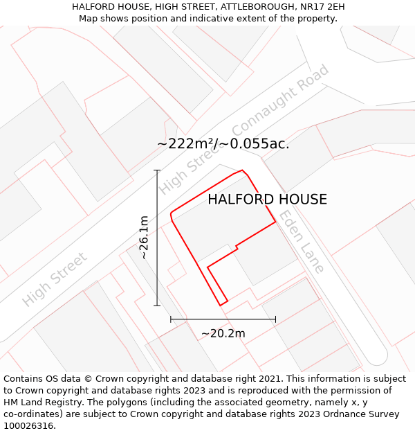 HALFORD HOUSE, HIGH STREET, ATTLEBOROUGH, NR17 2EH: Plot and title map