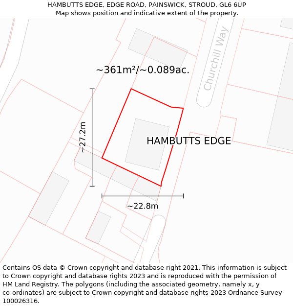 HAMBUTTS EDGE, EDGE ROAD, PAINSWICK, STROUD, GL6 6UP: Plot and title map