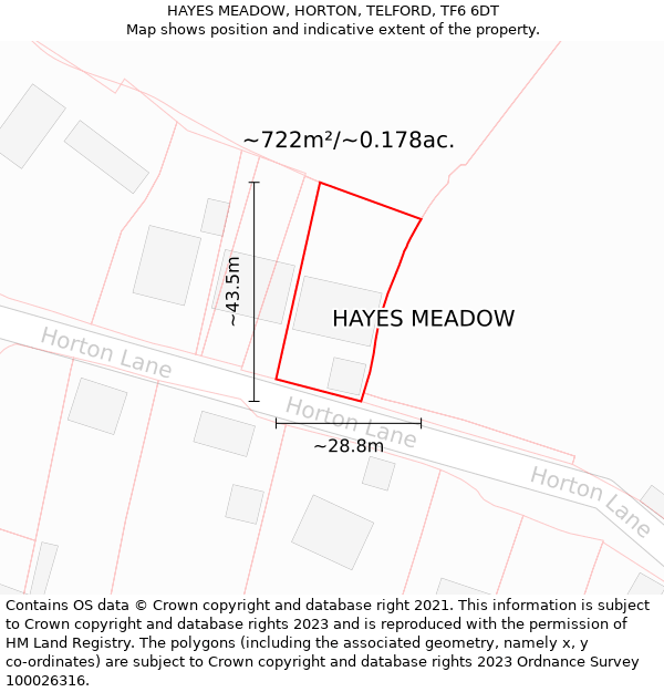 HAYES MEADOW, HORTON, TELFORD, TF6 6DT: Plot and title map