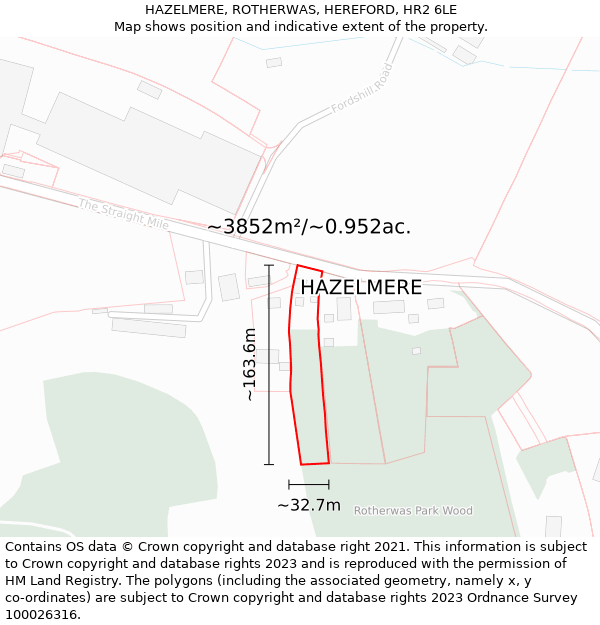 HAZELMERE, ROTHERWAS, HEREFORD, HR2 6LE: Plot and title map