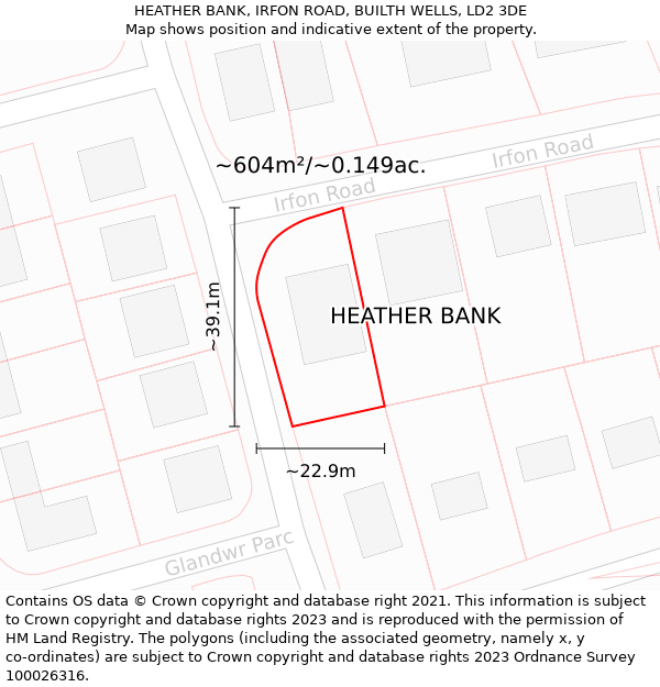 HEATHER BANK, IRFON ROAD, BUILTH WELLS, LD2 3DE: Plot and title map