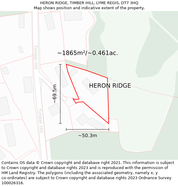 HERON RIDGE, TIMBER HILL, LYME REGIS, DT7 3HQ: Plot and title map
