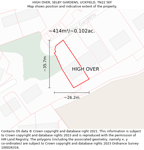 HIGH OVER, SELBY GARDENS, UCKFIELD, TN22 5EF: Plot and title map