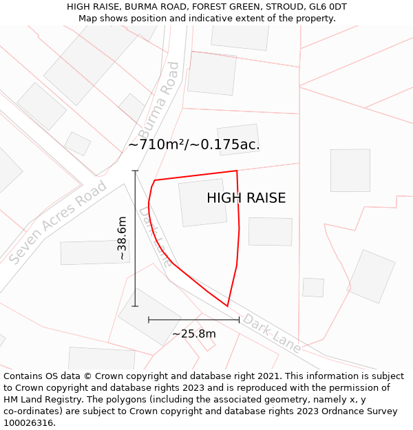 HIGH RAISE, BURMA ROAD, FOREST GREEN, STROUD, GL6 0DT: Plot and title map