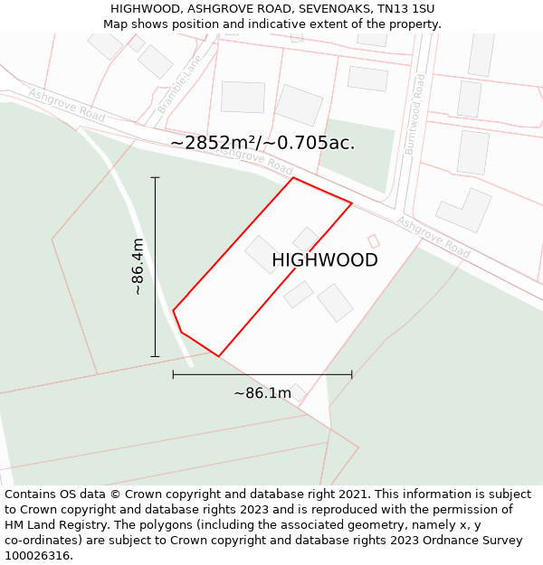 HIGHWOOD, ASHGROVE ROAD, SEVENOAKS, TN13 1SU: Plot and title map