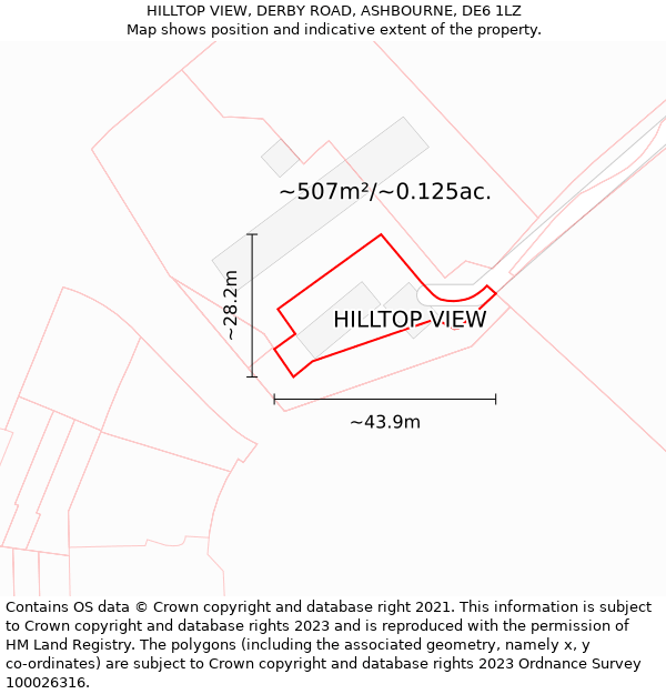 HILLTOP VIEW, DERBY ROAD, ASHBOURNE, DE6 1LZ: Plot and title map