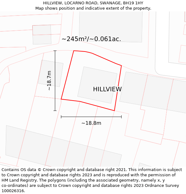 HILLVIEW, LOCARNO ROAD, SWANAGE, BH19 1HY: Plot and title map