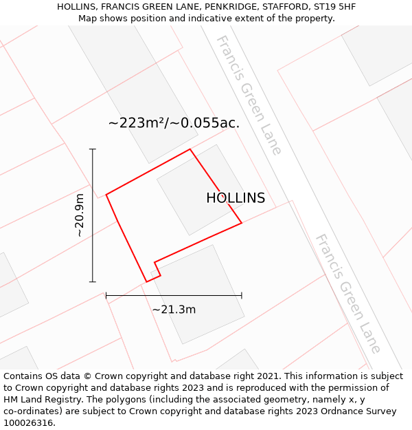 HOLLINS, FRANCIS GREEN LANE, PENKRIDGE, STAFFORD, ST19 5HF: Plot and title map