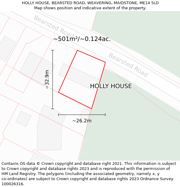 HOLLY HOUSE, BEARSTED ROAD, WEAVERING, MAIDSTONE, ME14 5LD: Plot and title map