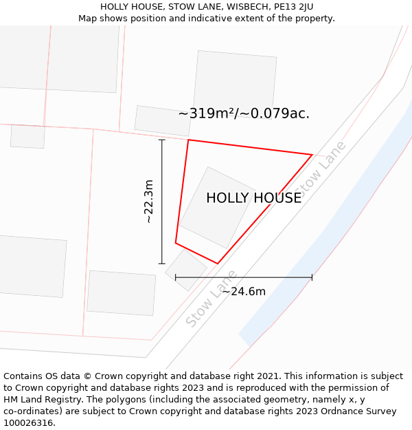 HOLLY HOUSE, STOW LANE, WISBECH, PE13 2JU: Plot and title map