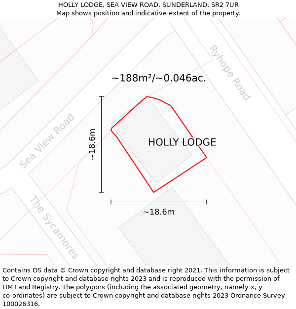 HOLLY LODGE, SEA VIEW ROAD, SUNDERLAND, SR2 7UR: Plot and title map