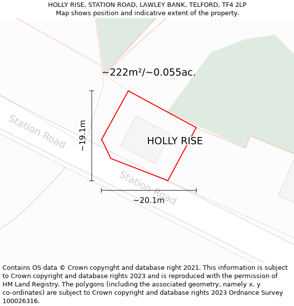 HOLLY RISE, STATION ROAD, LAWLEY BANK, TELFORD, TF4 2LP: Plot and title map
