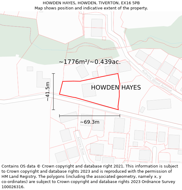 HOWDEN HAYES, HOWDEN, TIVERTON, EX16 5PB: Plot and title map
