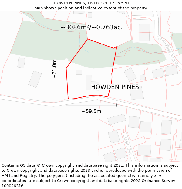 HOWDEN PINES, TIVERTON, EX16 5PH: Plot and title map