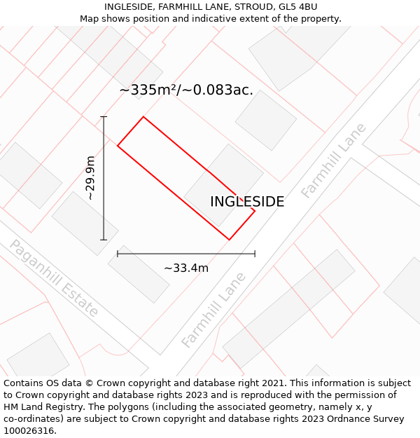 INGLESIDE, FARMHILL LANE, STROUD, GL5 4BU: Plot and title map