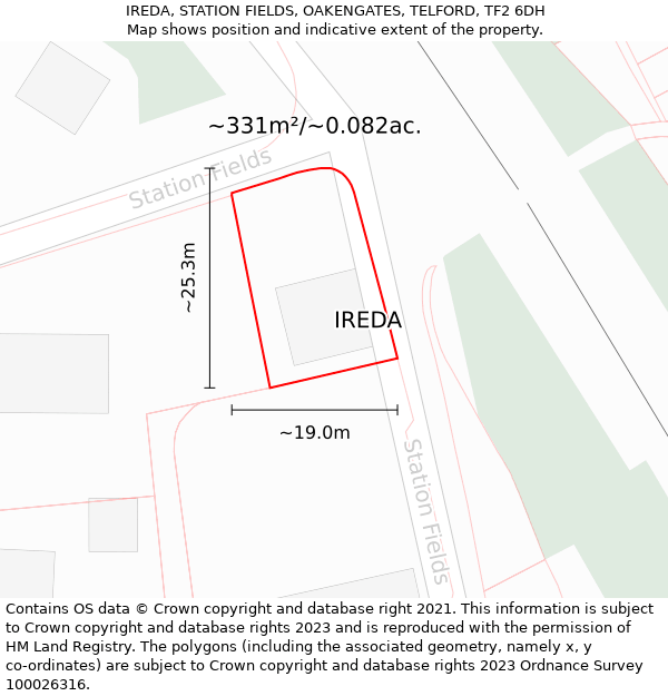 IREDA, STATION FIELDS, OAKENGATES, TELFORD, TF2 6DH: Plot and title map