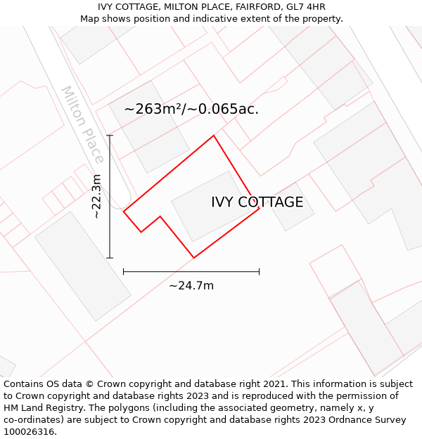 IVY COTTAGE, MILTON PLACE, FAIRFORD, GL7 4HR: Plot and title map