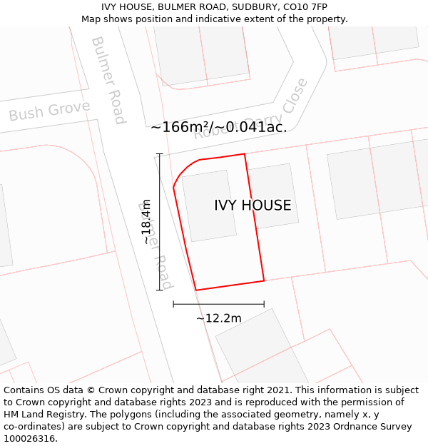 IVY HOUSE, BULMER ROAD, SUDBURY, CO10 7FP: Plot and title map