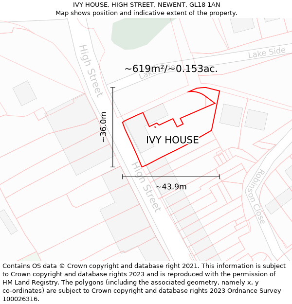 IVY HOUSE, HIGH STREET, NEWENT, GL18 1AN: Plot and title map