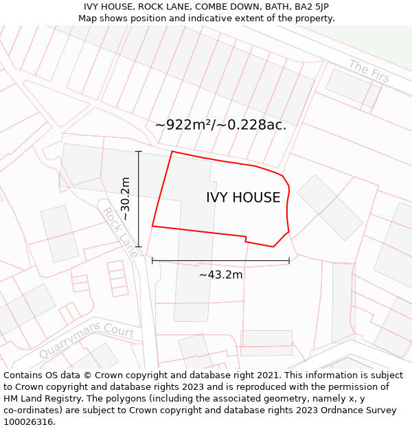 IVY HOUSE, ROCK LANE, COMBE DOWN, BATH, BA2 5JP: Plot and title map