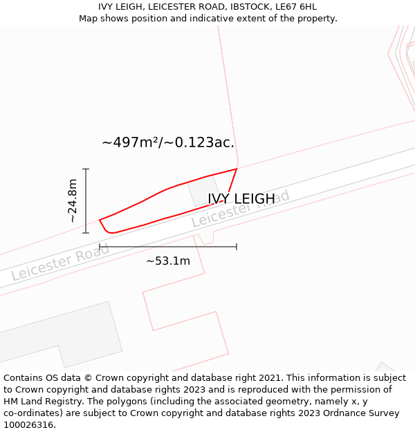 IVY LEIGH, LEICESTER ROAD, IBSTOCK, LE67 6HL: Plot and title map