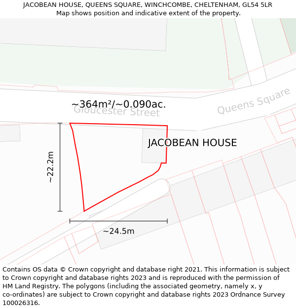JACOBEAN HOUSE, QUEENS SQUARE, WINCHCOMBE, CHELTENHAM, GL54 5LR: Plot and title map