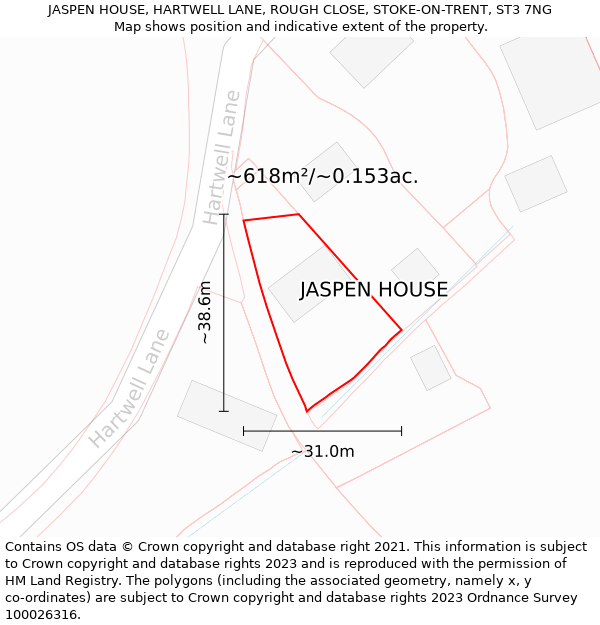 JASPEN HOUSE, HARTWELL LANE, ROUGH CLOSE, STOKE-ON-TRENT, ST3 7NG: Plot and title map