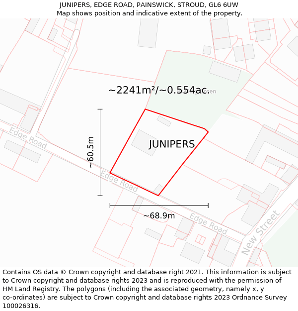 JUNIPERS, EDGE ROAD, PAINSWICK, STROUD, GL6 6UW: Plot and title map