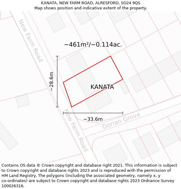 KANATA, NEW FARM ROAD, ALRESFORD, SO24 9QS: Plot and title map