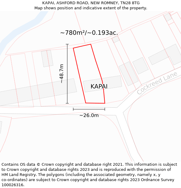 KAPAI, ASHFORD ROAD, NEW ROMNEY, TN28 8TG: Plot and title map
