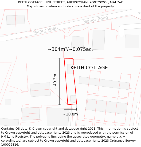KEITH COTTAGE, HIGH STREET, ABERSYCHAN, PONTYPOOL, NP4 7AG: Plot and title map