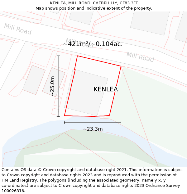 KENLEA, MILL ROAD, CAERPHILLY, CF83 3FF: Plot and title map