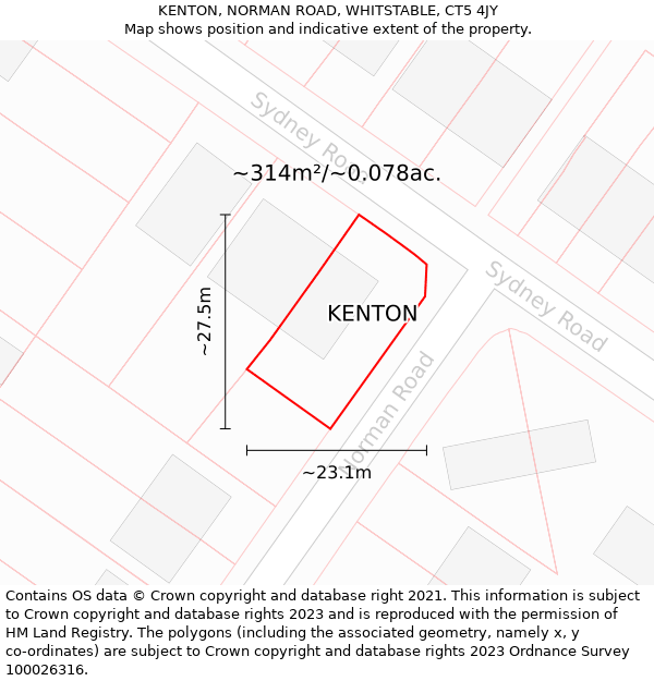 KENTON, NORMAN ROAD, WHITSTABLE, CT5 4JY: Plot and title map