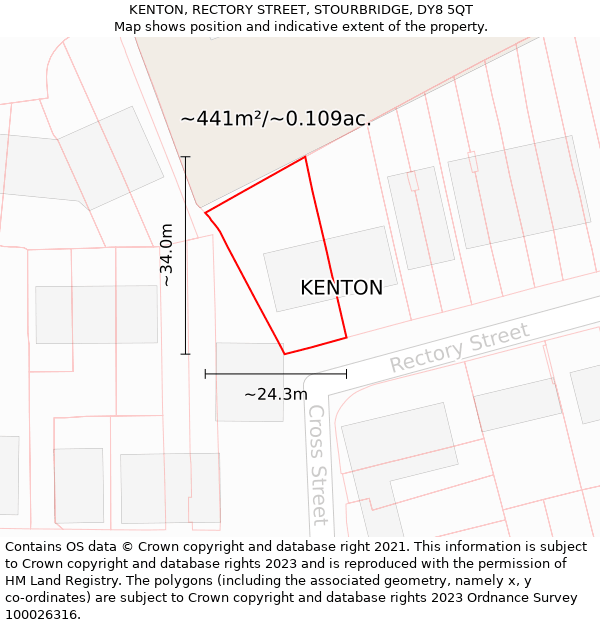 KENTON, RECTORY STREET, STOURBRIDGE, DY8 5QT: Plot and title map