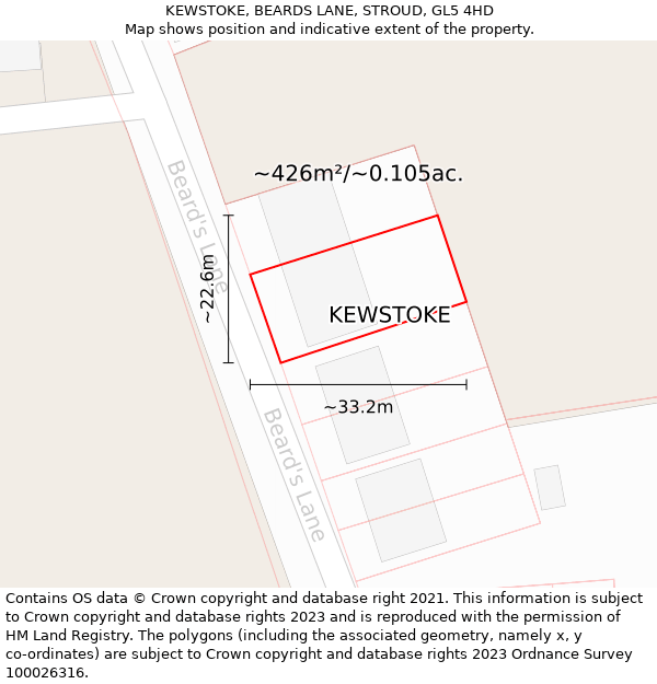 KEWSTOKE, BEARDS LANE, STROUD, GL5 4HD: Plot and title map