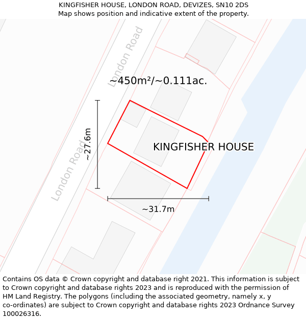 KINGFISHER HOUSE, LONDON ROAD, DEVIZES, SN10 2DS: Plot and title map