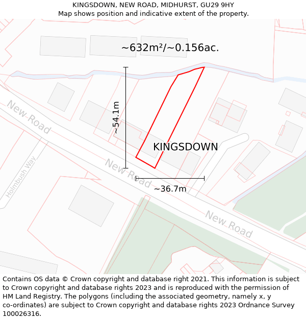 KINGSDOWN, NEW ROAD, MIDHURST, GU29 9HY: Plot and title map