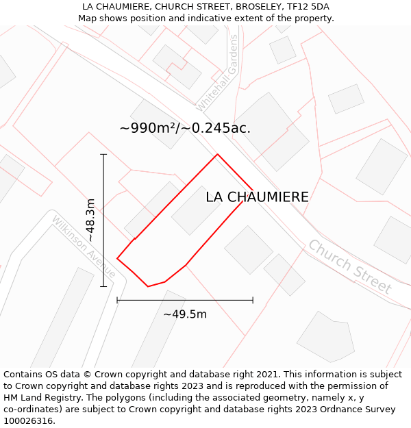 LA CHAUMIERE, CHURCH STREET, BROSELEY, TF12 5DA: Plot and title map
