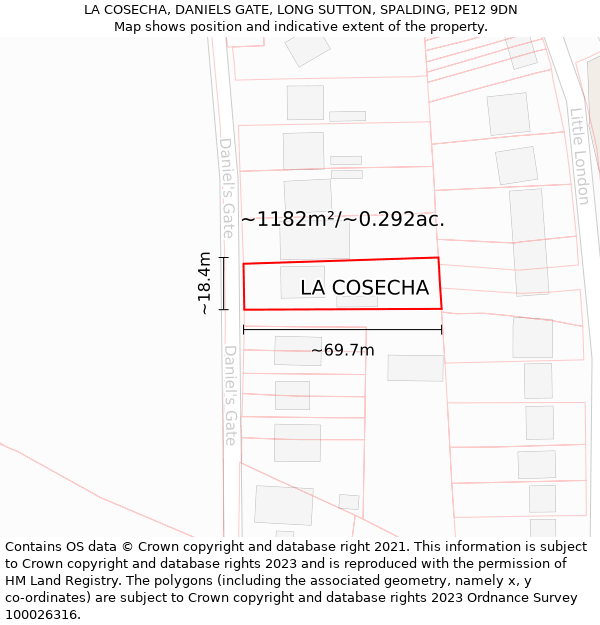 LA COSECHA, DANIELS GATE, LONG SUTTON, SPALDING, PE12 9DN: Plot and title map