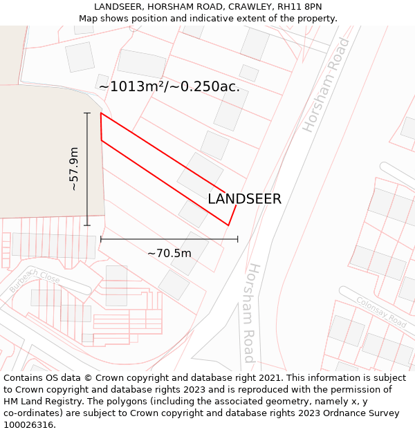 LANDSEER, HORSHAM ROAD, CRAWLEY, RH11 8PN: Plot and title map