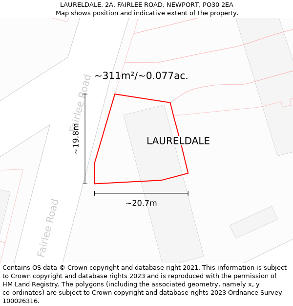 LAURELDALE, 2A, FAIRLEE ROAD, NEWPORT, PO30 2EA: Plot and title map