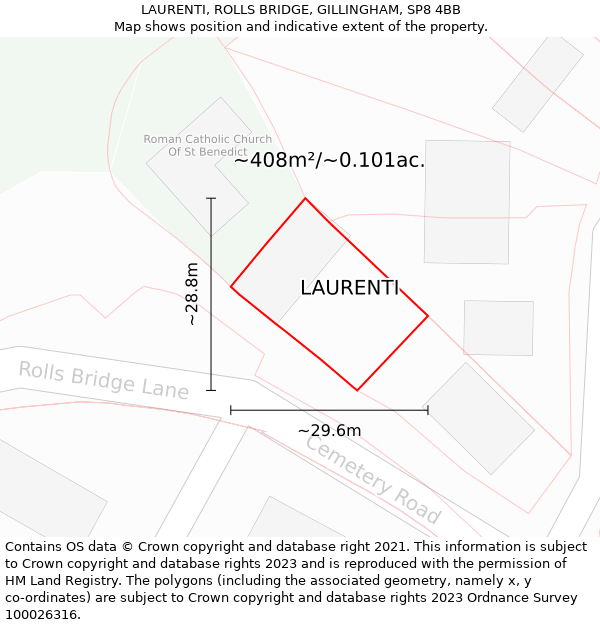 LAURENTI, ROLLS BRIDGE, GILLINGHAM, SP8 4BB: Plot and title map