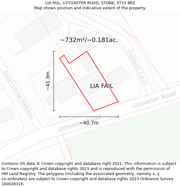 LIA FAIL, UTTOXETER ROAD, STONE, ST15 8RZ: Plot and title map