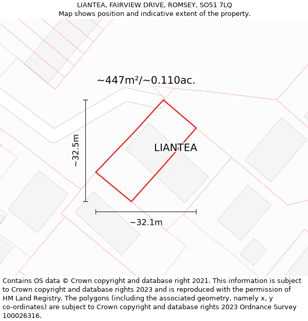 LIANTEA, FAIRVIEW DRIVE, ROMSEY, SO51 7LQ: Plot and title map