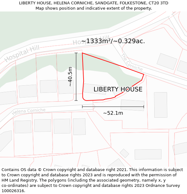 LIBERTY HOUSE, HELENA CORNICHE, SANDGATE, FOLKESTONE, CT20 3TD: Plot and title map