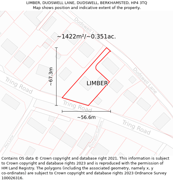 LIMBER, DUDSWELL LANE, DUDSWELL, BERKHAMSTED, HP4 3TQ: Plot and title map