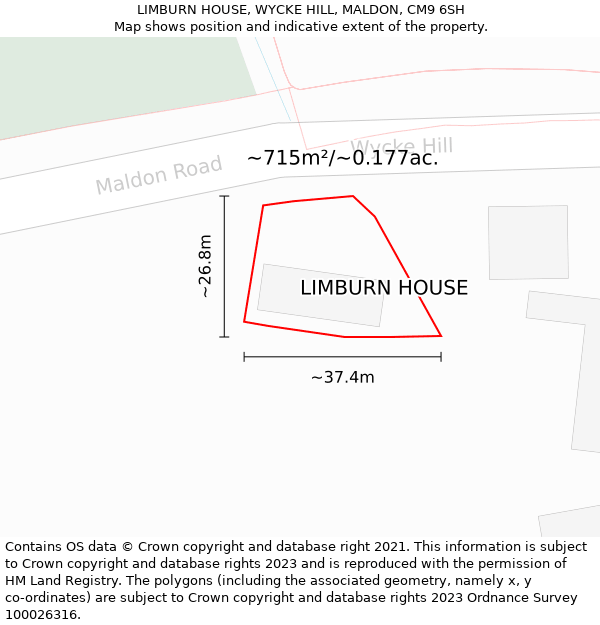 LIMBURN HOUSE, WYCKE HILL, MALDON, CM9 6SH: Plot and title map