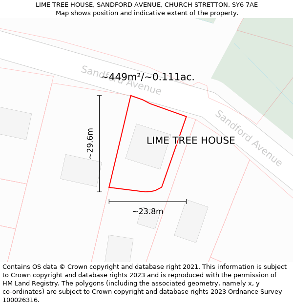 LIME TREE HOUSE, SANDFORD AVENUE, CHURCH STRETTON, SY6 7AE: Plot and title map